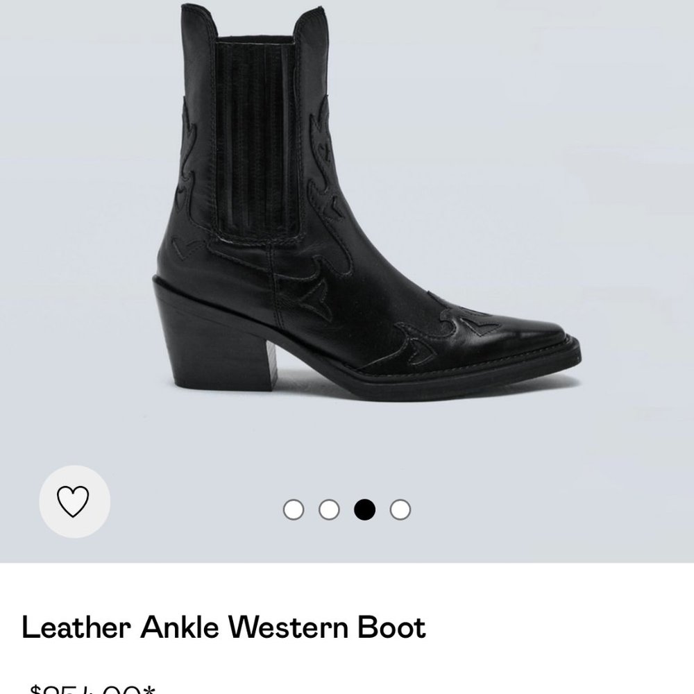 NWT Nasty Gal Leather Ankle Western Boot, black, sz. 8